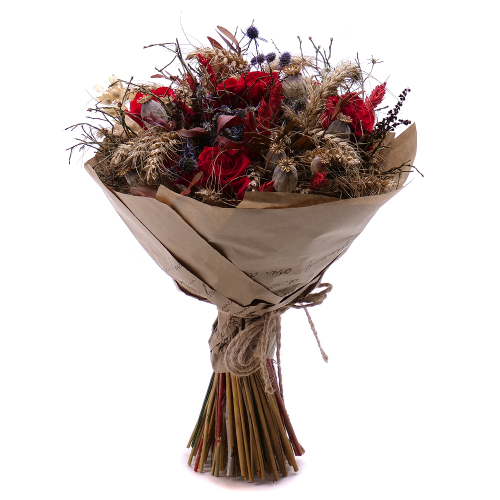 Irigo sušená kytica preparované červené ruže Monalisa