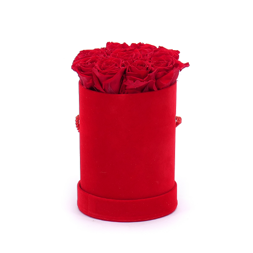 In eterno červený okrúhly box "S" 9 červených ruží