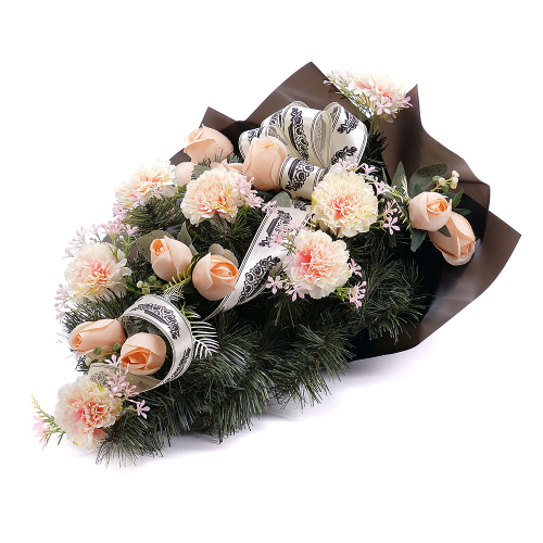 Irigo smútočná kytica marhuľové karafiáty a ruže