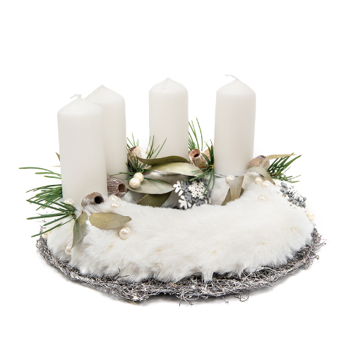 Adventný veniec biely biele sviečky