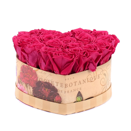 In eterno vintage srdce "L"  19 ruží monalisa pink flanboise