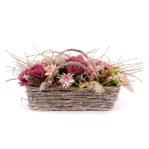 Irigo prútený košík ružové kvety