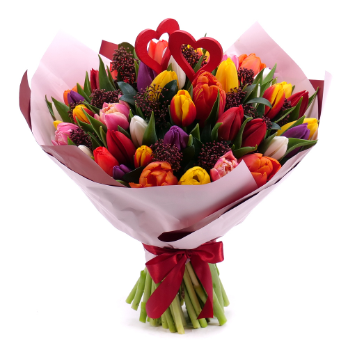 Sweet farebné tulipány a srdiečka