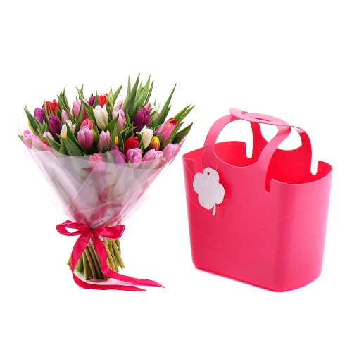 Kvetinová taška Sweet farebné tulipány pure 50