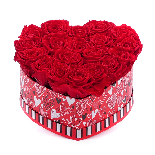 In eterno červené srdce LOVE "L" 19 červených ruží