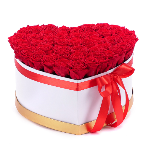 In eterno biele srdce "XXL" 44 červených ruží