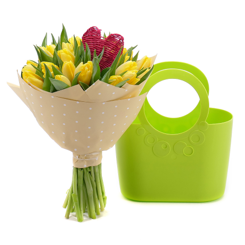 Kvetinová taška Sweet žlté tulipány