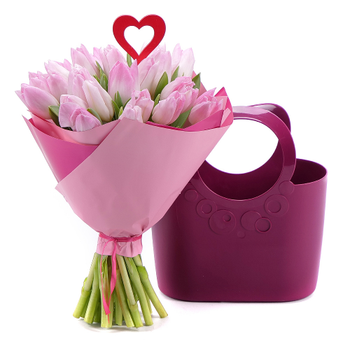 Kvetinová taška Sweet ružové tulipány