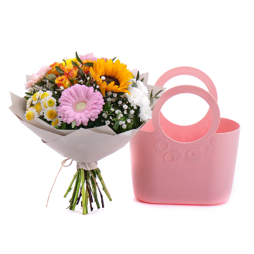 Kvetinová taška Sweet slnečnica a farebné kvety