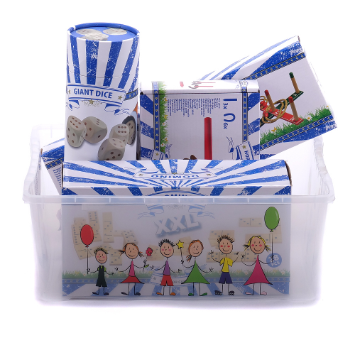 Darčekový detský plastový box a mix spoločenských hier