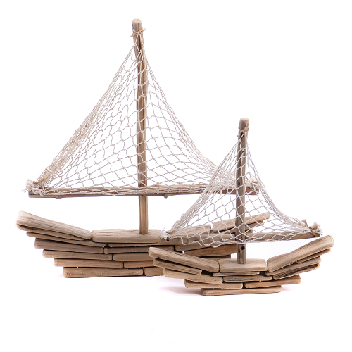 Duo drevené dekoračné lode
