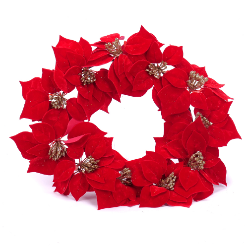 Veniec vianočná ruža červený D45cm umelý 