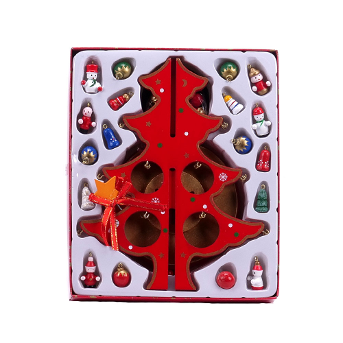 Stromček vianočný L3 s ozdobami hrací 23,5cm drevo