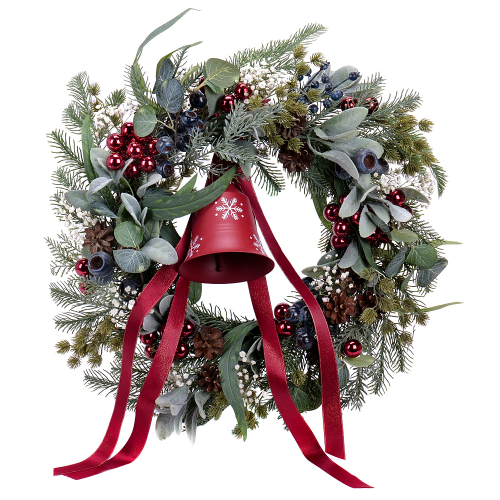 Irigo umelý veniec na zavesenie červený zvonec