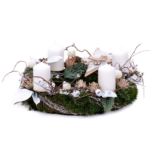 Adventný machový veniec prírodné doplnky
