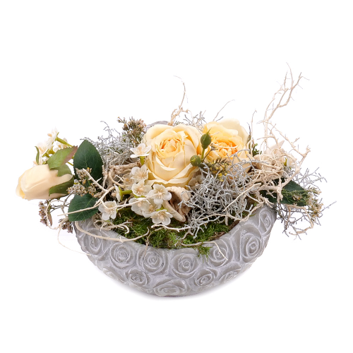 Irigo smútočný aranžmán keramická misa ruže