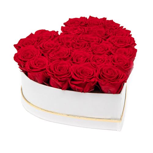 In eterno biele srdce Flowers "M" 25 červených ruží