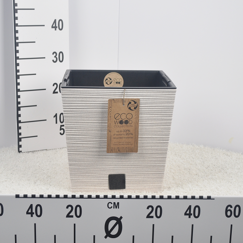 Flower pot FURU SQUARE LOW ECO WOOD - eco white