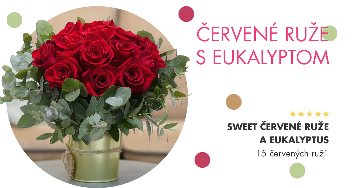 Sweet červené ruže s eukalyptom