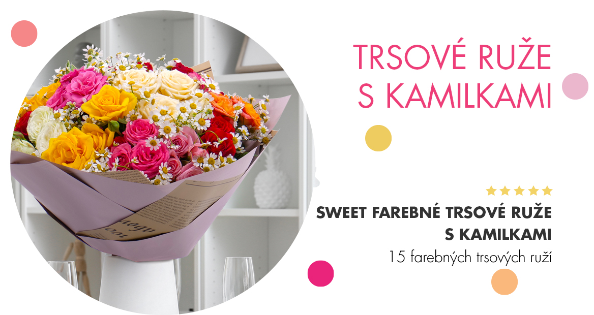 Sweet farebné trsové ruže s kamilkami