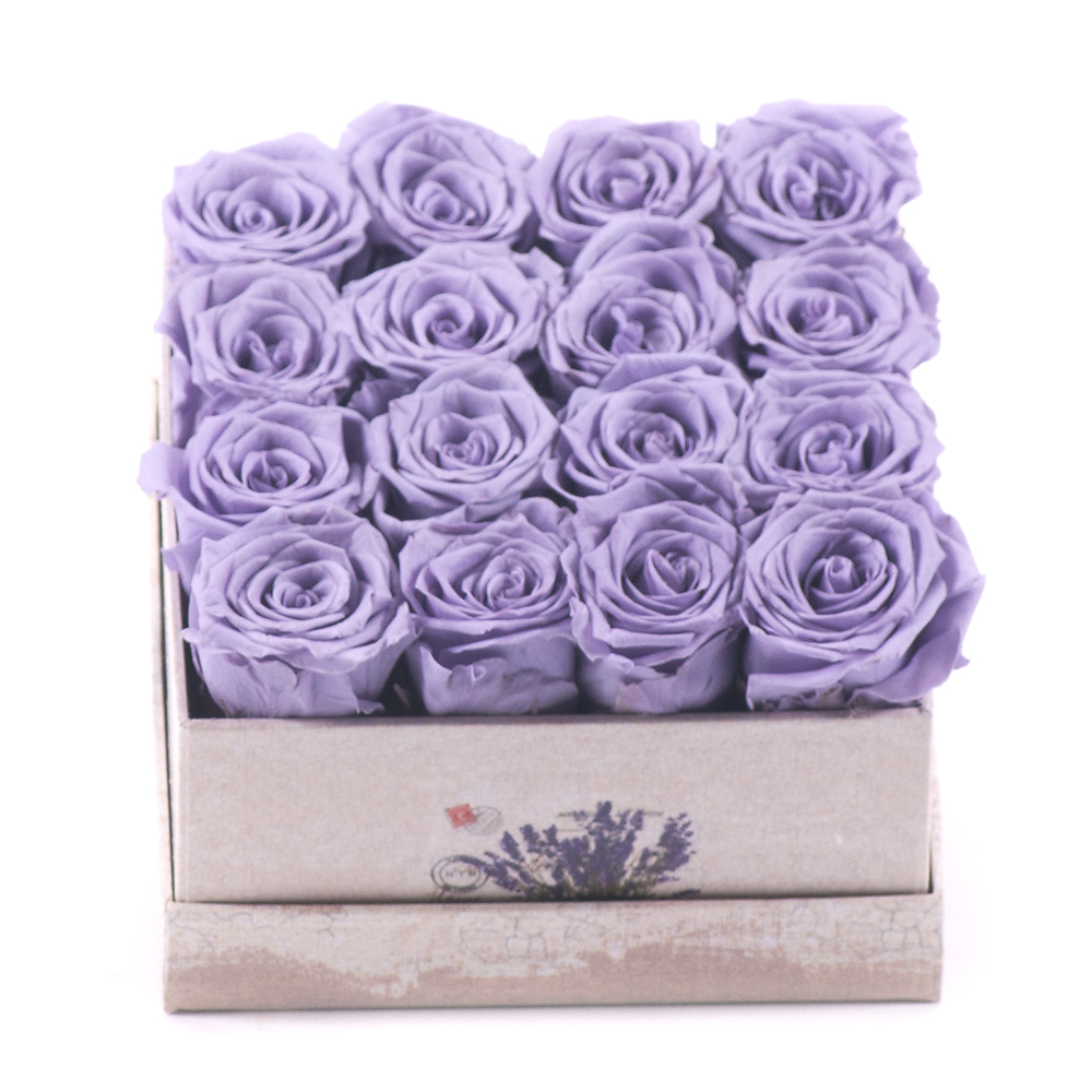 In eterno vintage flower box kocka "S" fialové ruže