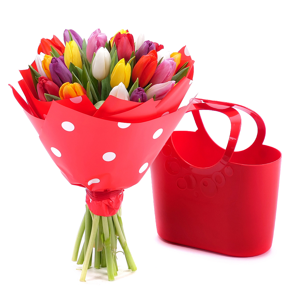 Kvetinová taška Sweet farebné tulipány pure 25