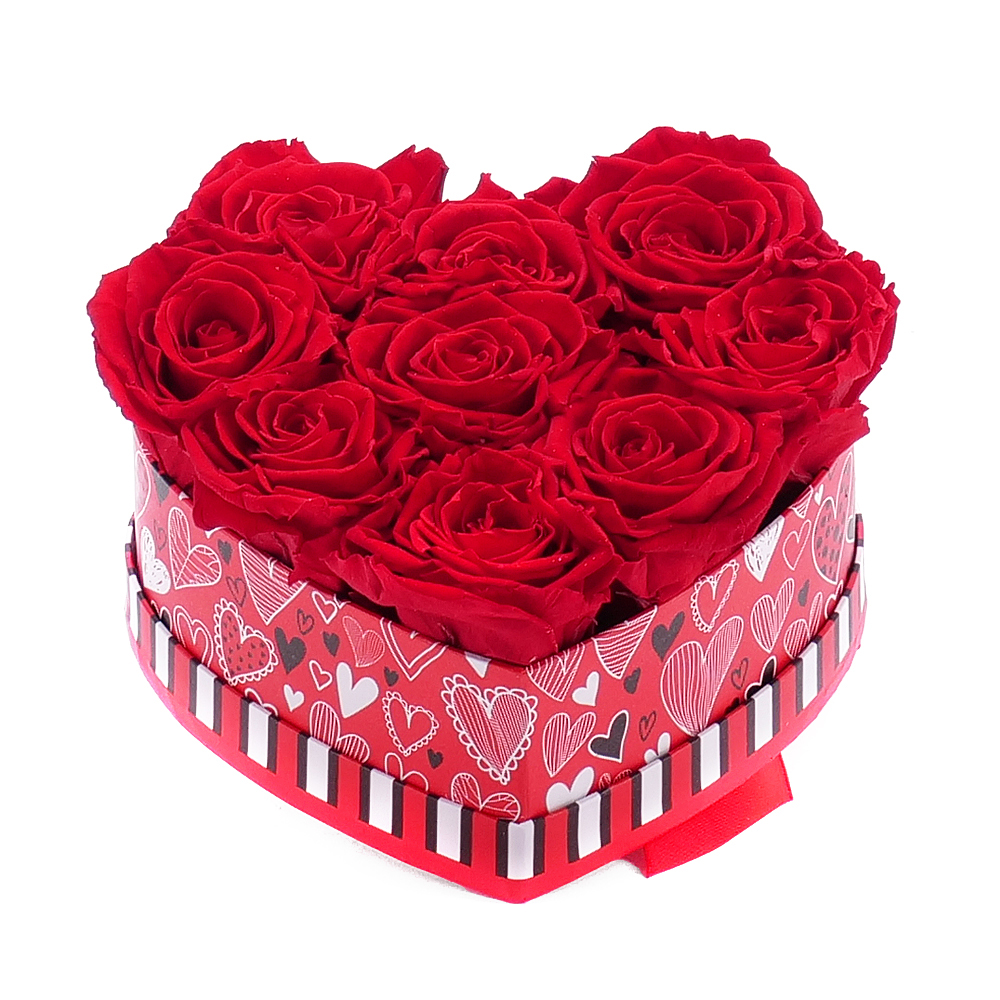 In eterno červené srdce LOVE "M" 12 červených ruží